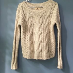 Cream Hollister Wide Neck Sweater